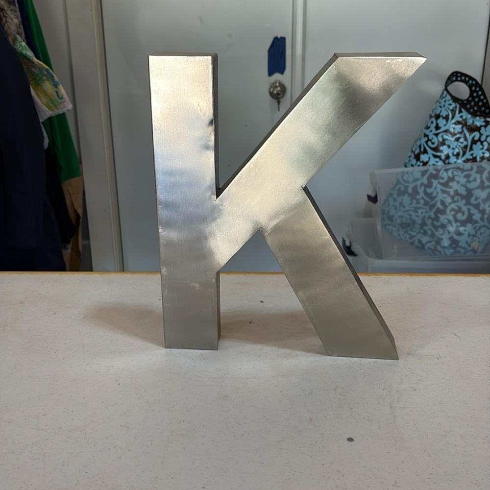 Pottery Barn galvanized K wall hanging - Picture 2 of 5